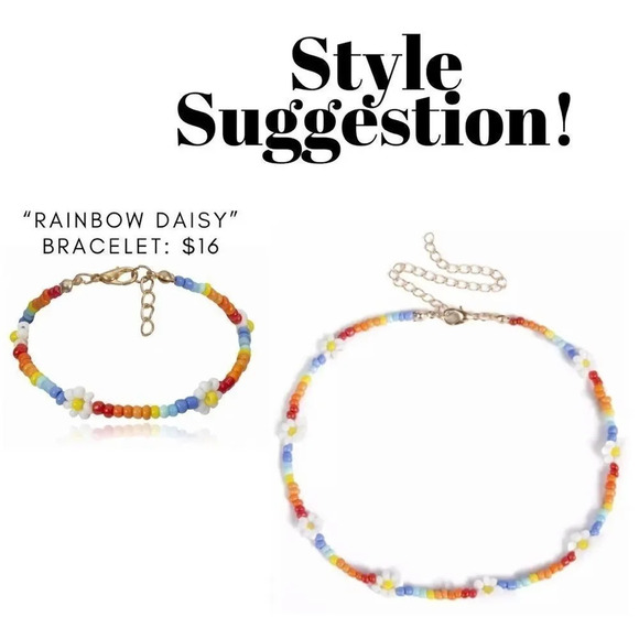 NEW! Dainty “Poppy” Beaded Rainbow Flower Necklace - Picture 11 of 11